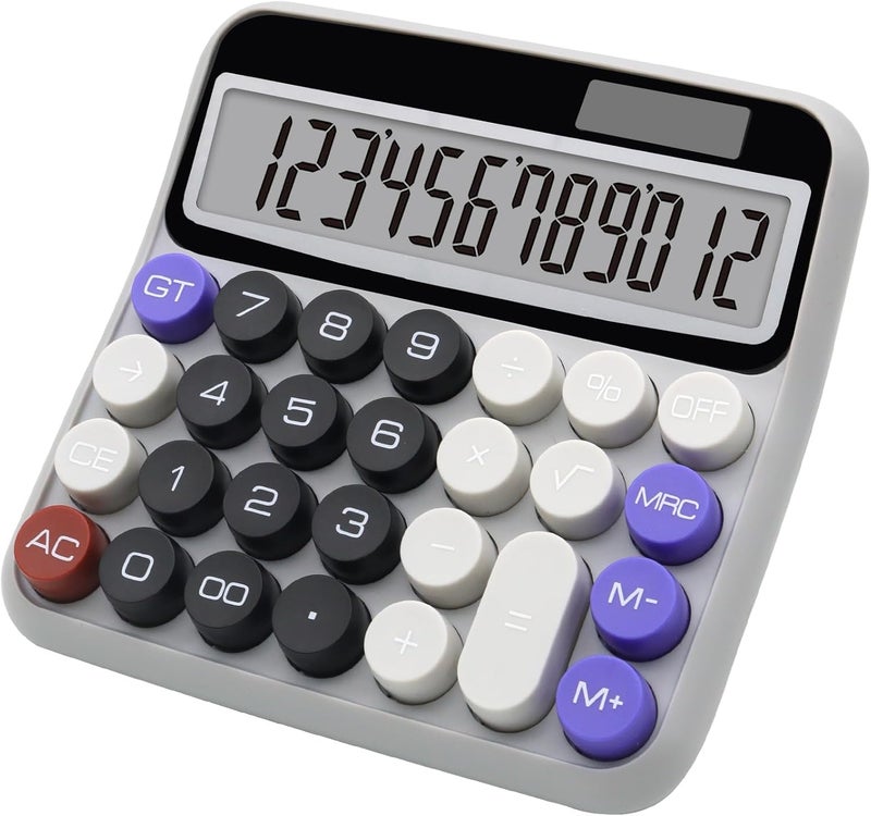 UPSIME Black Gray Calculator, Big Button Calculator with Large LCD Display, Black Gray Office Desk Accessory for Offices, Schools, Homes and Businesses - Image 1